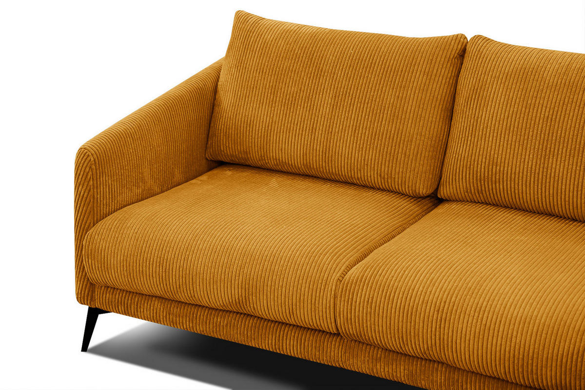 SOFA VILT 3-Sitzer, honig - Schwarz/Honig, Holzwerkstoff/Kunststoff (202/89/94cm) - Courtois Laville