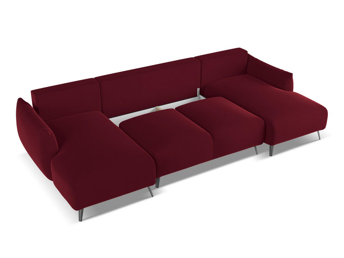 WOHNLANDSCHAFT Samt Stoff Rot - Bordeaux/Rot, Textil/Metall (317/86/162cm) - Makamii