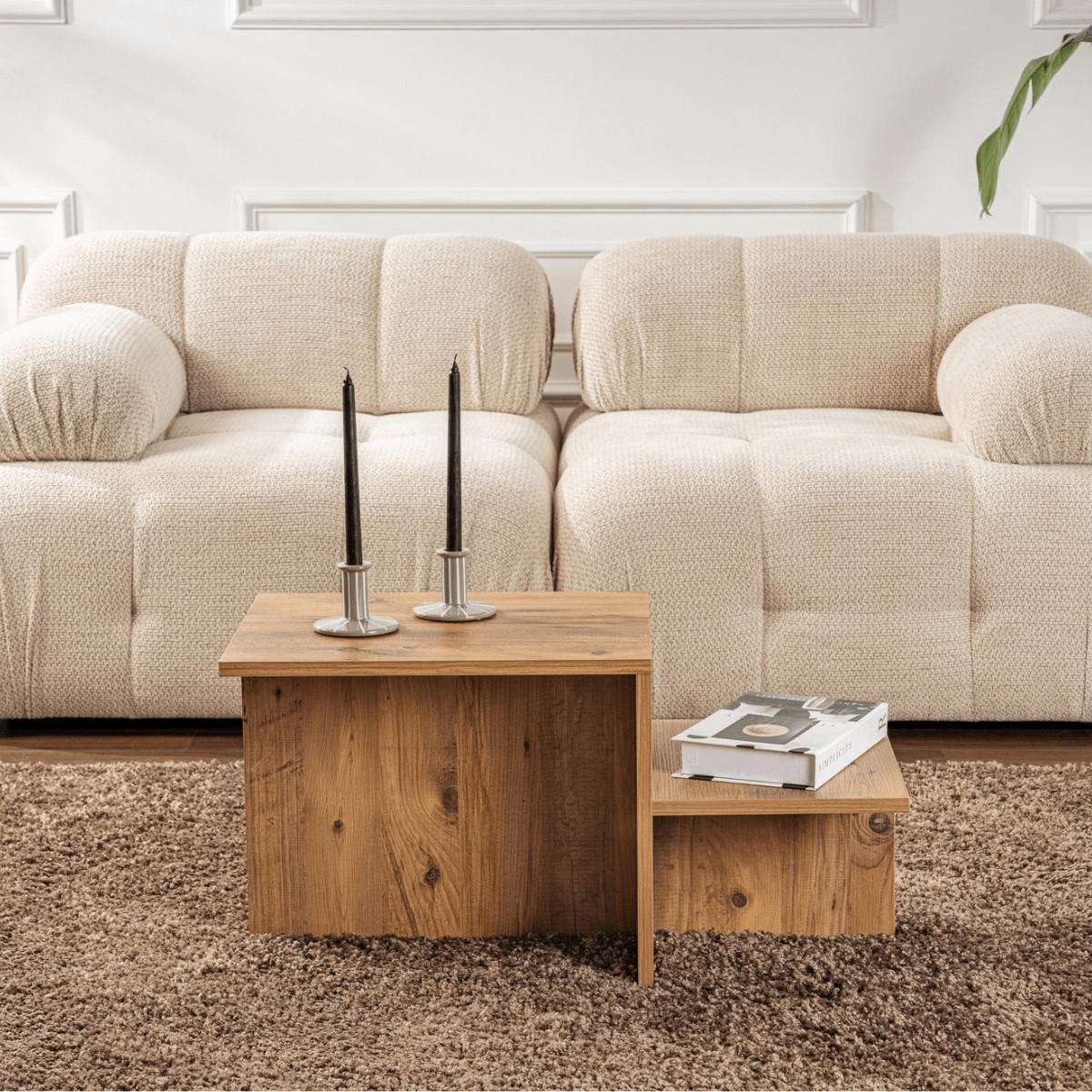 COUCHTISCH mit 2 Ebenen - harmony 77/40/40 cm - Hellbraun, Holzwerkstoff (77/40/40cm) - Calicosy