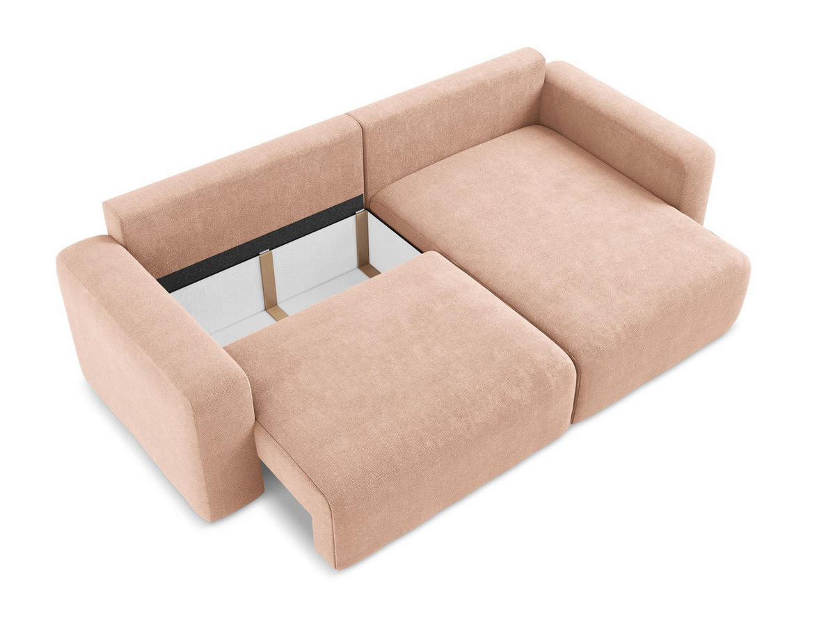 ECKSOFA mit Schlaffunktion rechts Chenille Stoff Pink - Pink/Koralle, Kunststoff/Textil (244/149cm) - Makamii