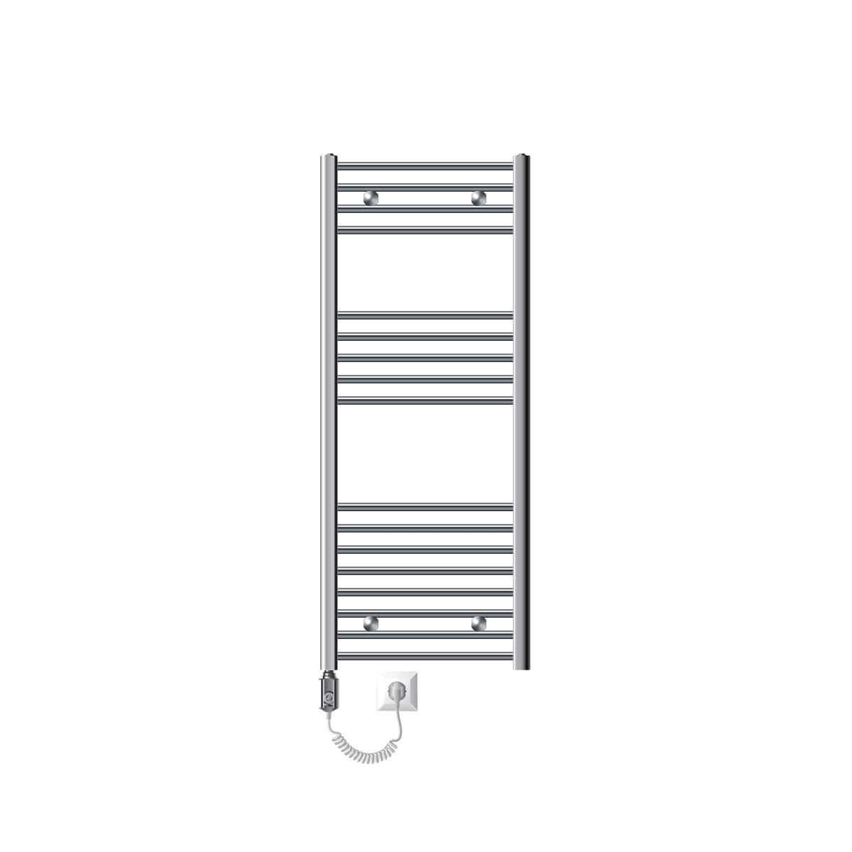 BADHEIZKÖRPER elektrisch Sahara 500x1200 mm Chrome gebogen mit Heizstab 1200W - Chromfarben, Metall (3/120/50cm) - LuxeBath