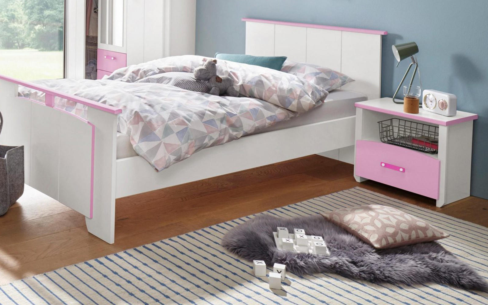Thumbnail - Parisot Meuble Kinderzimmer, Weiß, Rosa, Holzwerkstoff, 4 Schubladen, 90x79x200 cm, Kinder- & Jugendzimmer, Jugendmöbel,...