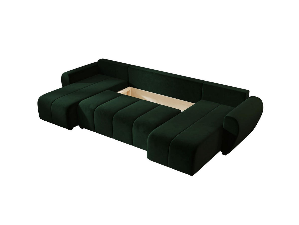 WOHNLANDSCHAFT MOLISA U Itaka 10 mit Schlaffunktion - Dunkelgrün, Textil (303/82/208cm) - Bedante