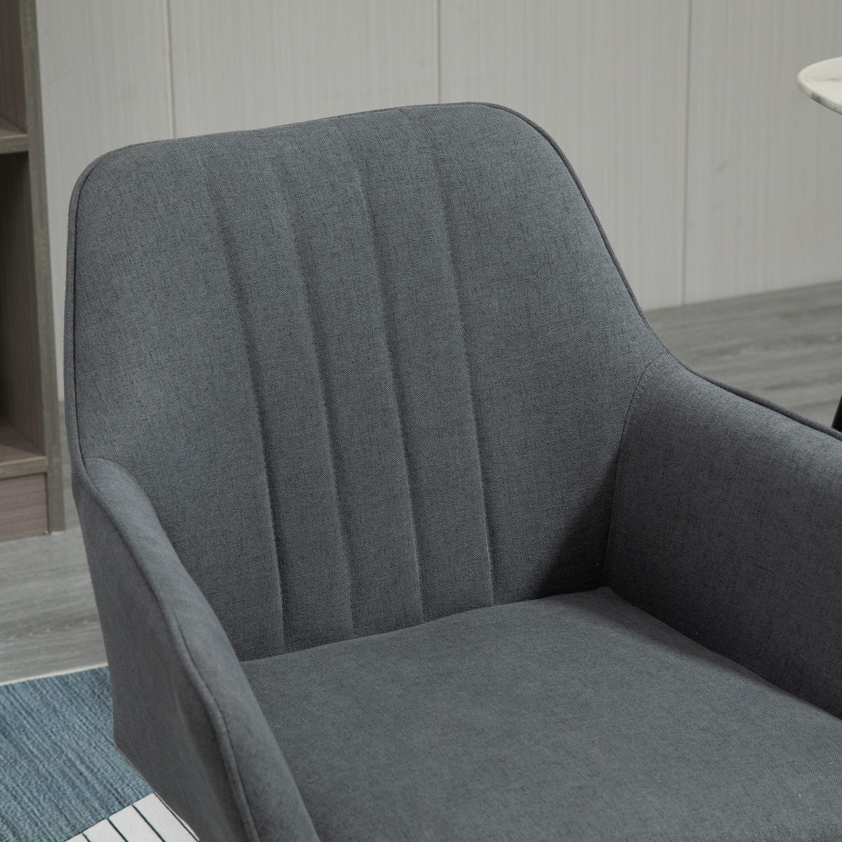 ESSZIMMERSTÜHLE Leinen Metall Dunkelgrau - Dunkelgrau, Textil (56.5/81/59.5cm) - HOMCOM