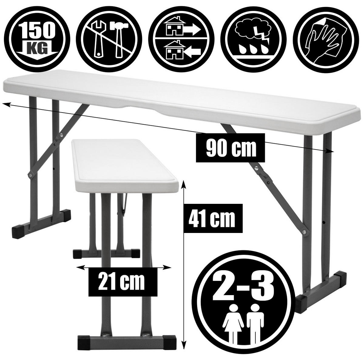 BIERZELTGARNITUR für 4 Personen, 112/61cm, Weiß - Weiß, Kunststoff - Amanka
