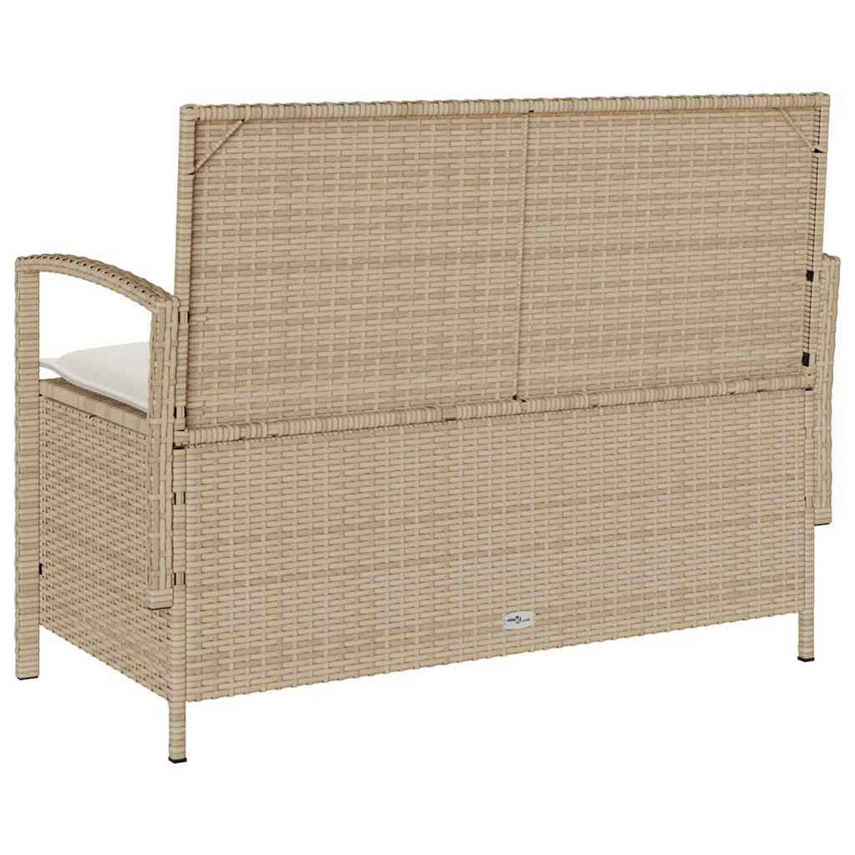 GARTENBANK mit Stauraum und Creme Kissen, 111/56/87 cm, aus Poly Rattan, Beige - Beige, Kunststoff (56/87/111cm) - vidaXL