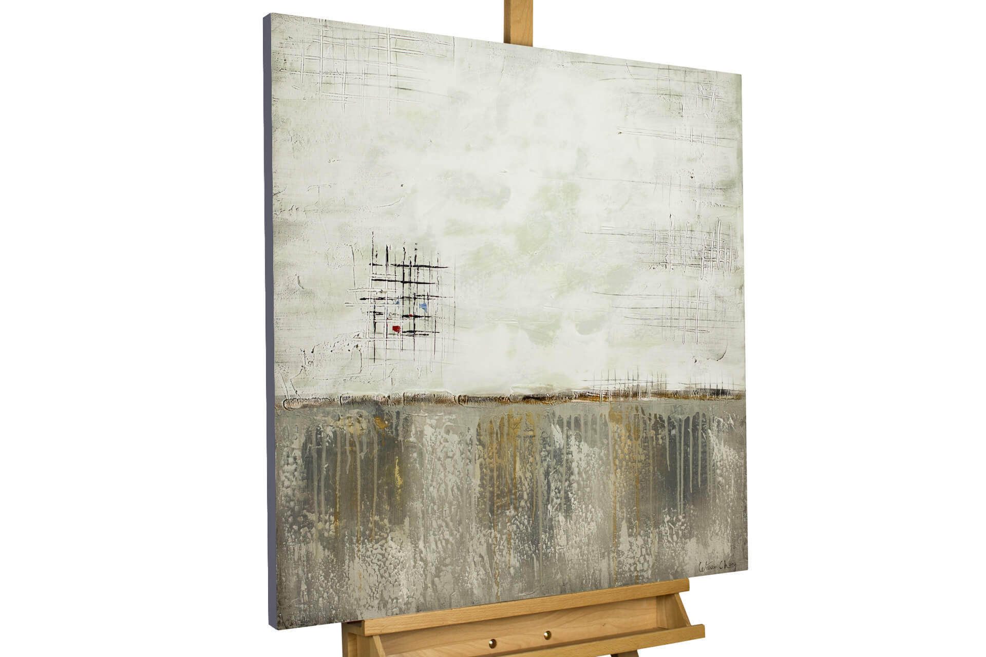 ACRYLBILD HANDGEMALT 80/80 cm - Beige/Grau, Holz/Textil (80/80cm) - KUNSTLOFT