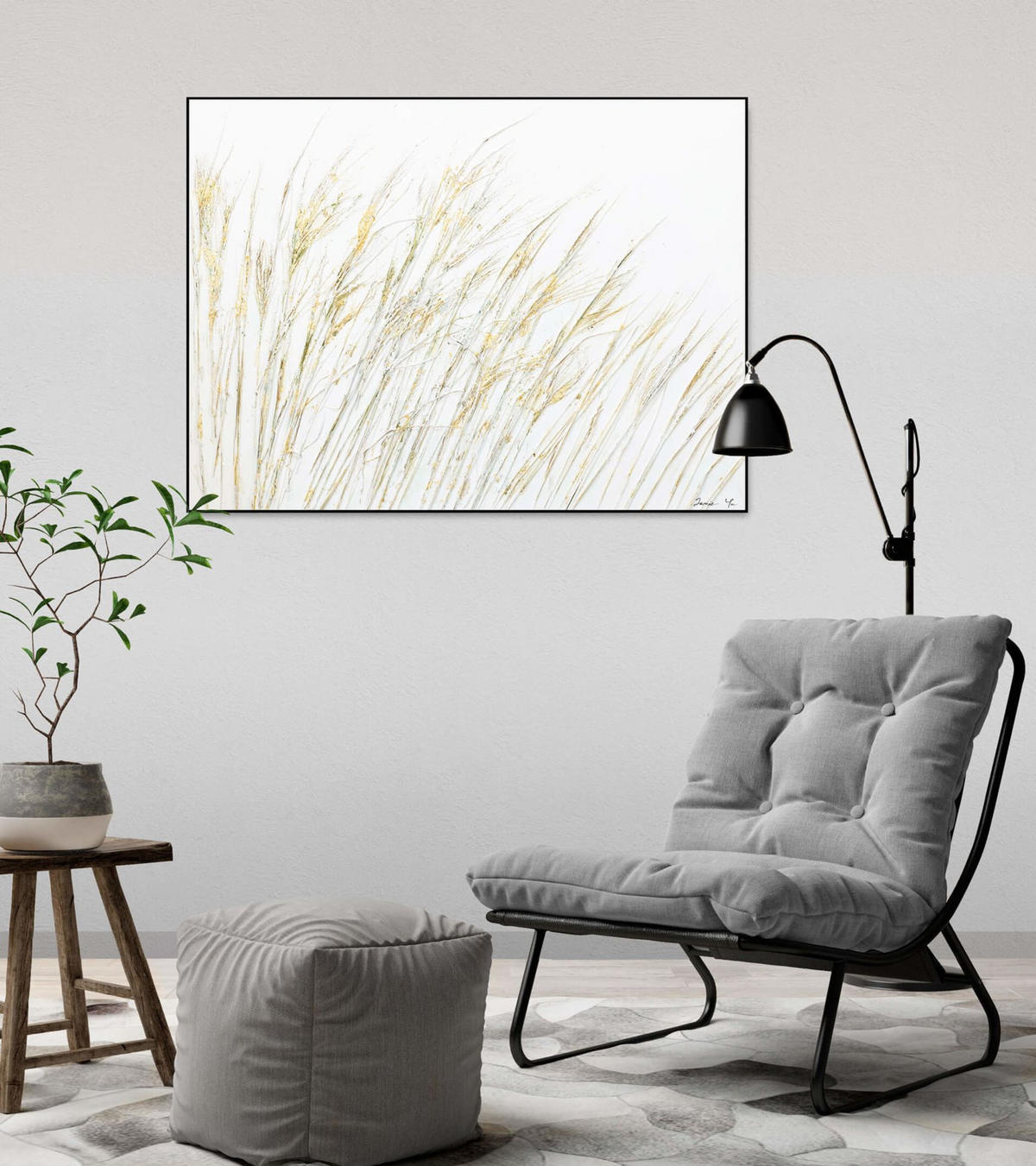 ACRYLBILD HANDGEMALT 100/75 cm - Beige, Holz/Textil (100/75cm) - KUNSTLOFT