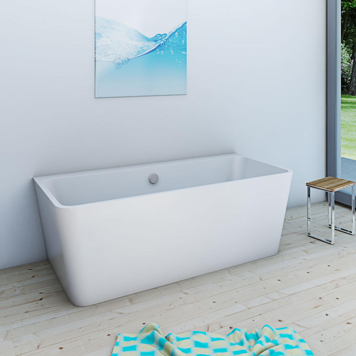 BADEWANNE freistehend F05 170x80cm - Weiß, Glas/Kunststoff (80/58/170cm) - AcquaVapore by Sandra Jentho