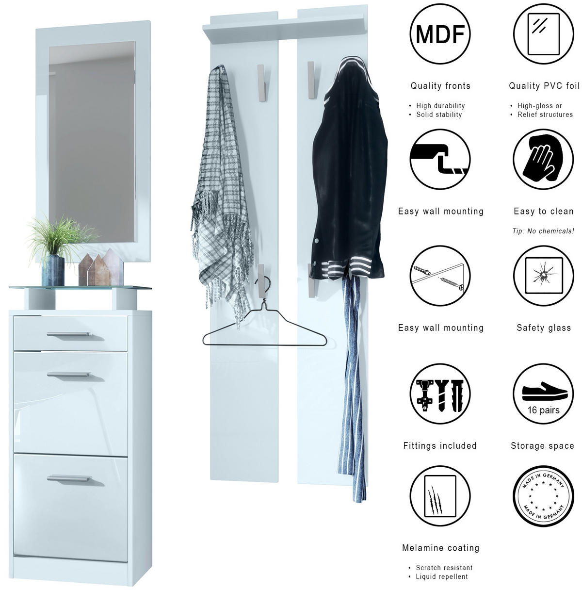 GARDEROBE Loret Front in Eiche sägerau - Eiche San Remo, Holzwerkstoff (140/200/23cm) - Vladon