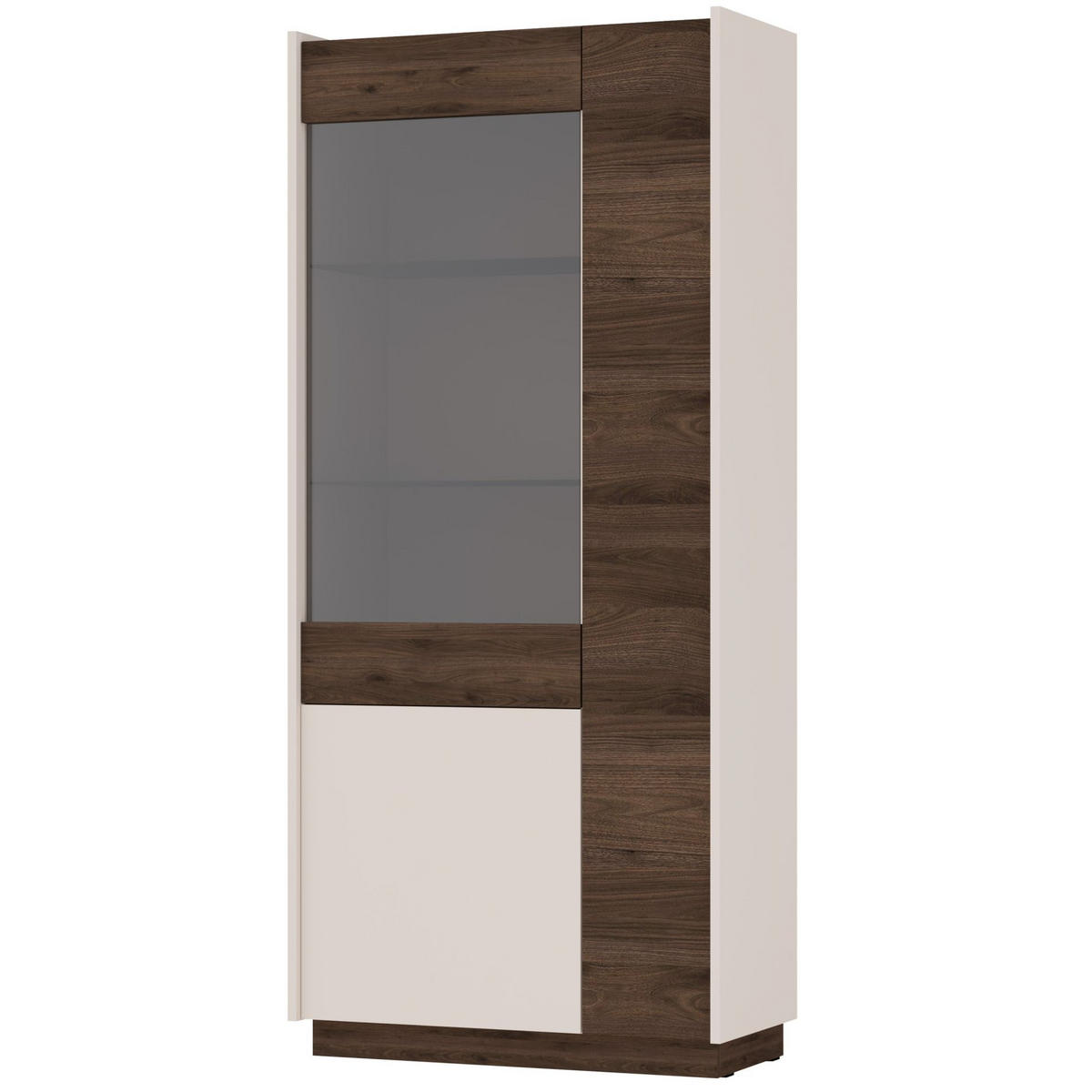 VITRINE Kobbe Beige / Nussbaum 85 cm - Beige, Holzwerkstoff (85.4/190/40cm) - Selsey