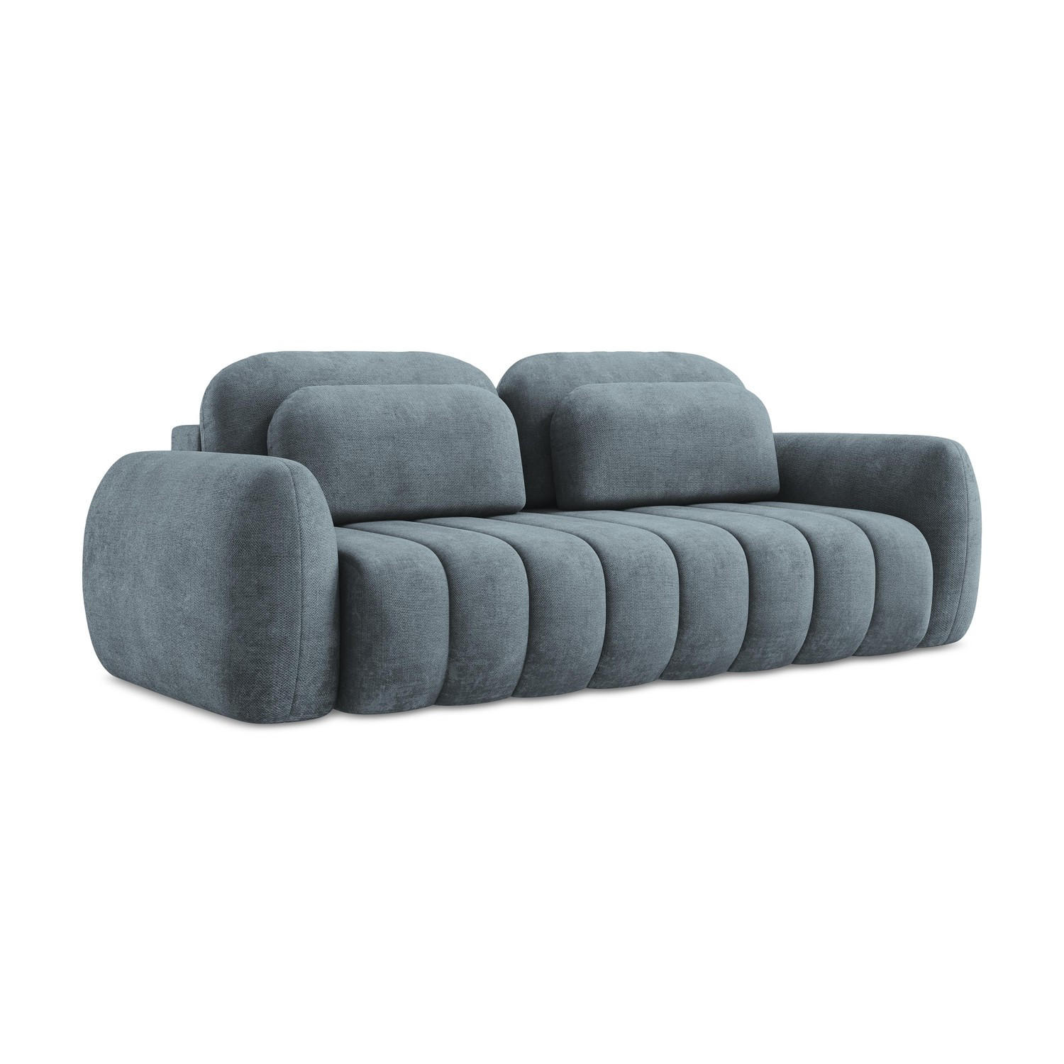 3-SITZER SOFA mit Schlaffunktion Chenille Stoff Blau - Pastellblau/Schwarz, Holzwerkstoff/Kunststoff (266/95/121cm) - LaMiaSofa