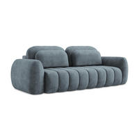 3-SITZER SOFA mit Schlaffunktion Chenille Stoff Blau - Pastellblau/Schwarz, Holzwerkstoff/Kunststoff (266/95/121cm) - LaMiaSofa