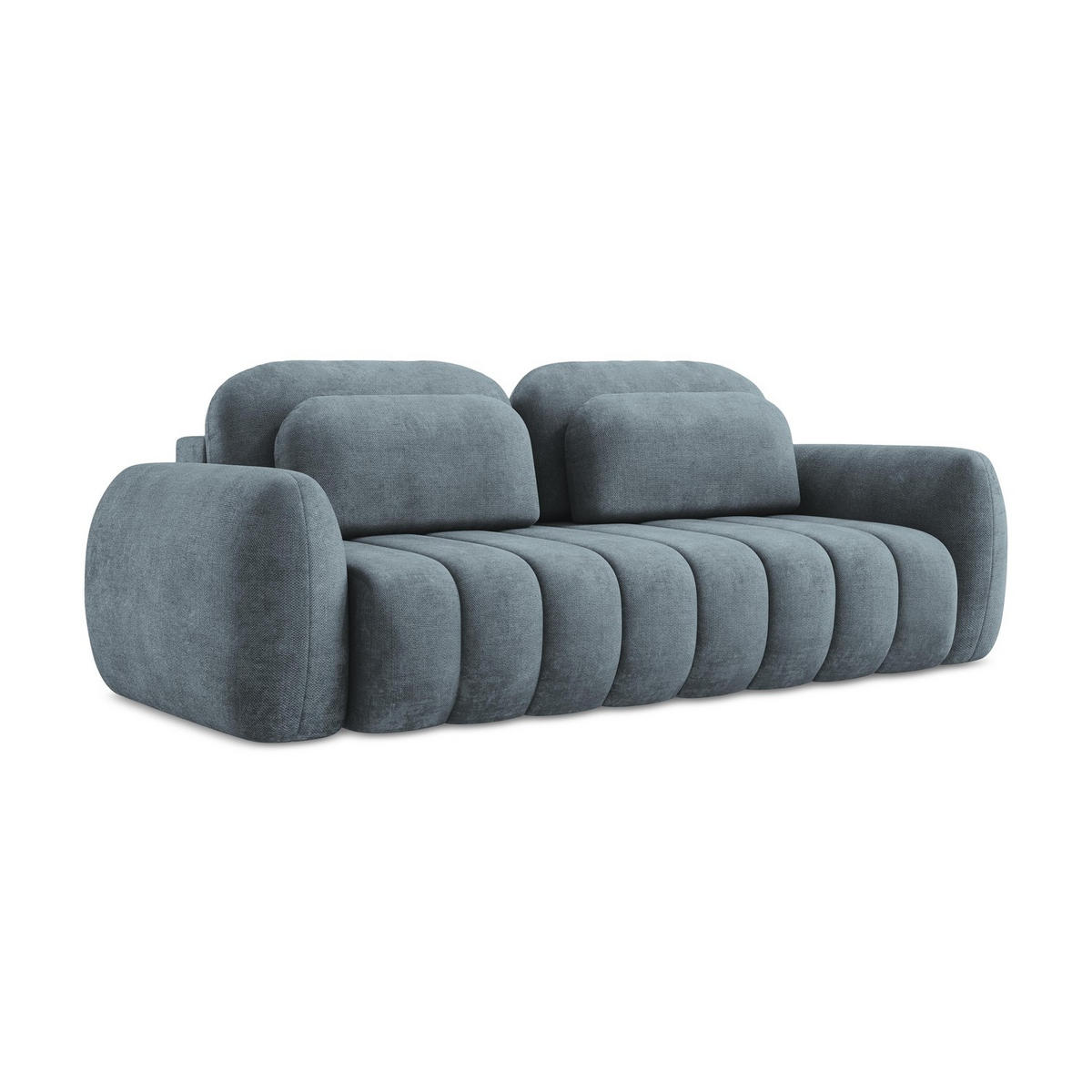 3-SITZER SOFA mit Schlaffunktion Chenille Stoff Blau - Pastellblau/Schwarz, Holzwerkstoff/Kunststoff (266/95/121cm) - LaMiaSofa