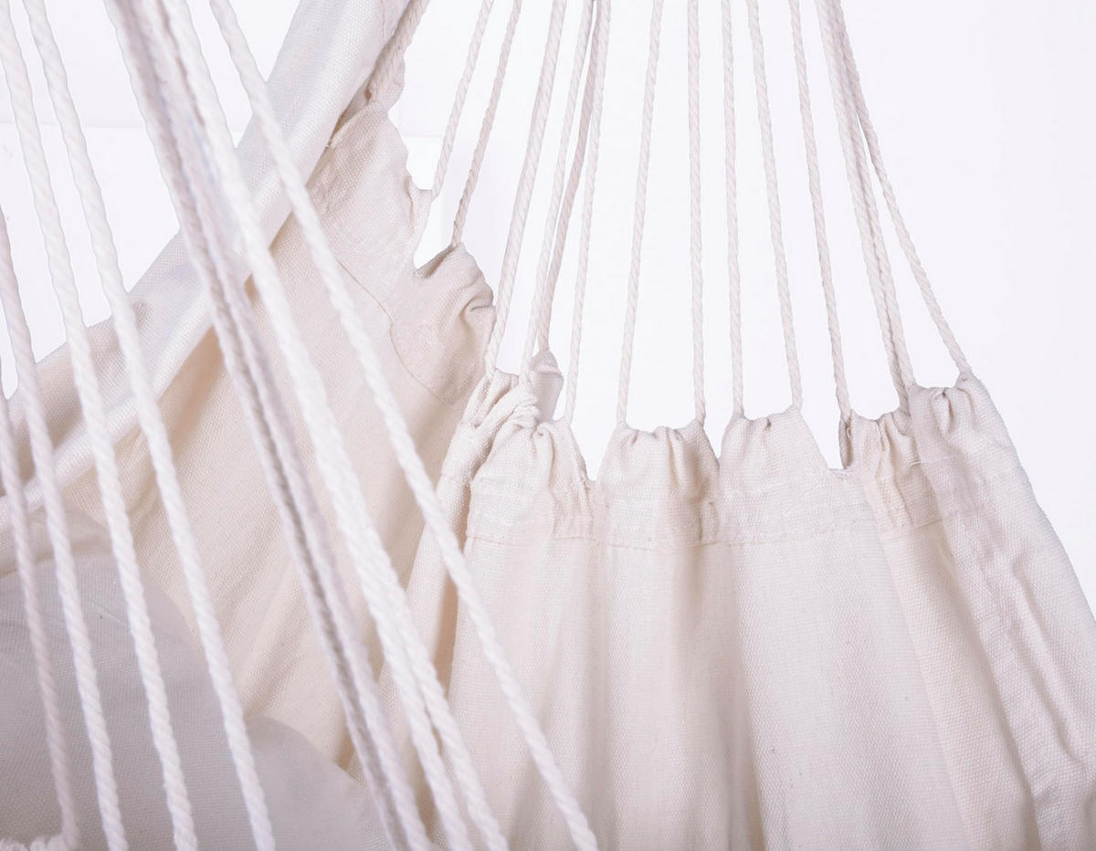 HÄNGESESSEL Mainz mit 2 Kissen Weiß Hängesitz - Weiß, Holz (90/120/65cm) - DELUKE