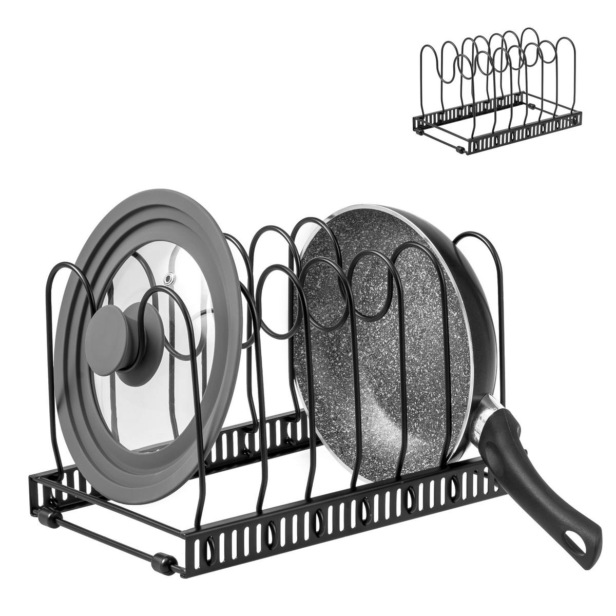 TOPFDECKELHALTER, schwarz - Schwarz, Metall (30.5/19/19cm) - eluno