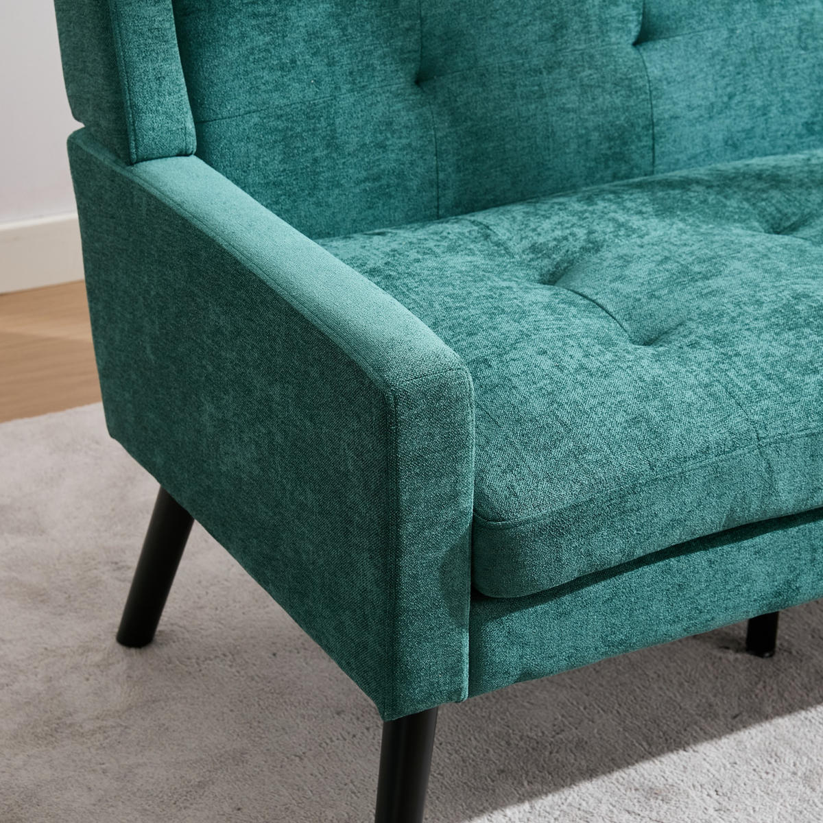 2-SITZER SOFA Leinen Grün - Grün, Holz/Holzwerkstoff (119/88/75cm) - WISHDOR