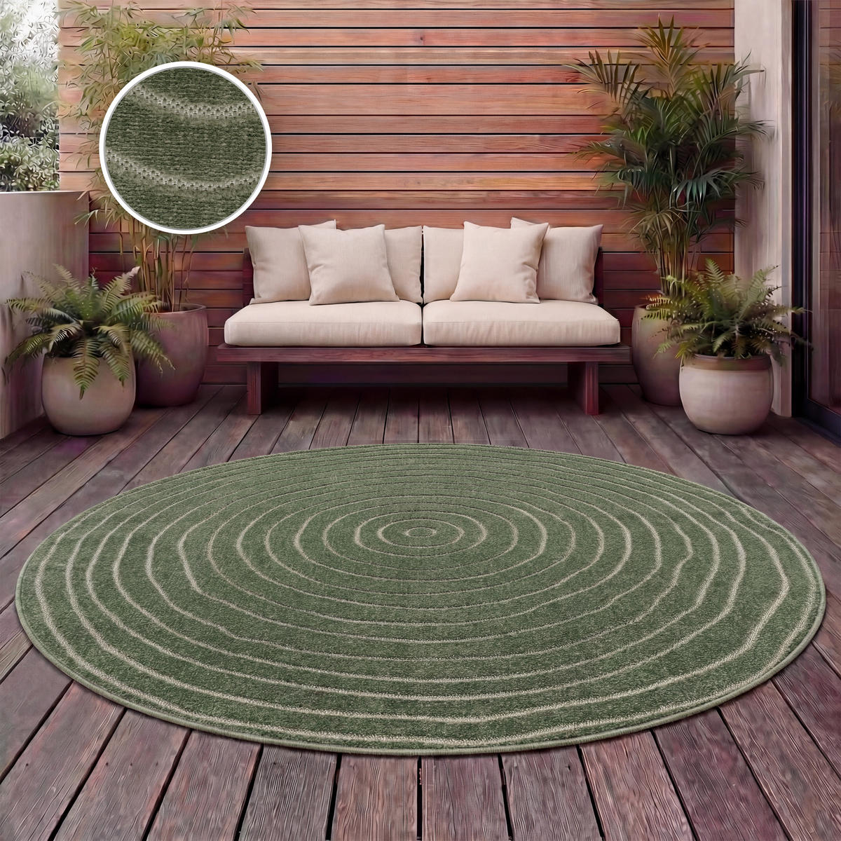 OUTDOORTEPPICH 200/200 cm Cotton 243 - Grün, Textil (200/200cm) - Paco Home