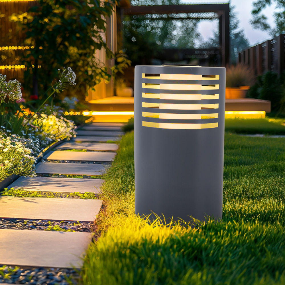LED AUSSENLEUCHTE Solarlampe Metall Silber - Silberfarben, Metall (20/20/35cm)