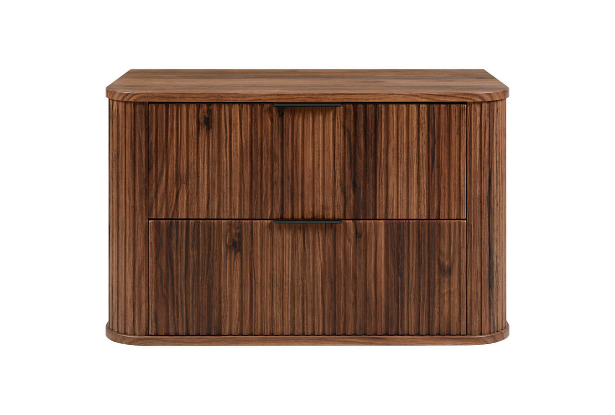 BADEZIMMERSCHRANK, Eiche-Nussbaum, Schwarze Griffe, 41,5 x 80 x 51,7 cm - Dunkelbraun/Schwarz, Holzwerkstoff/Kunststoff (80.4/51.7/41.5cm) - 3XE LIVING