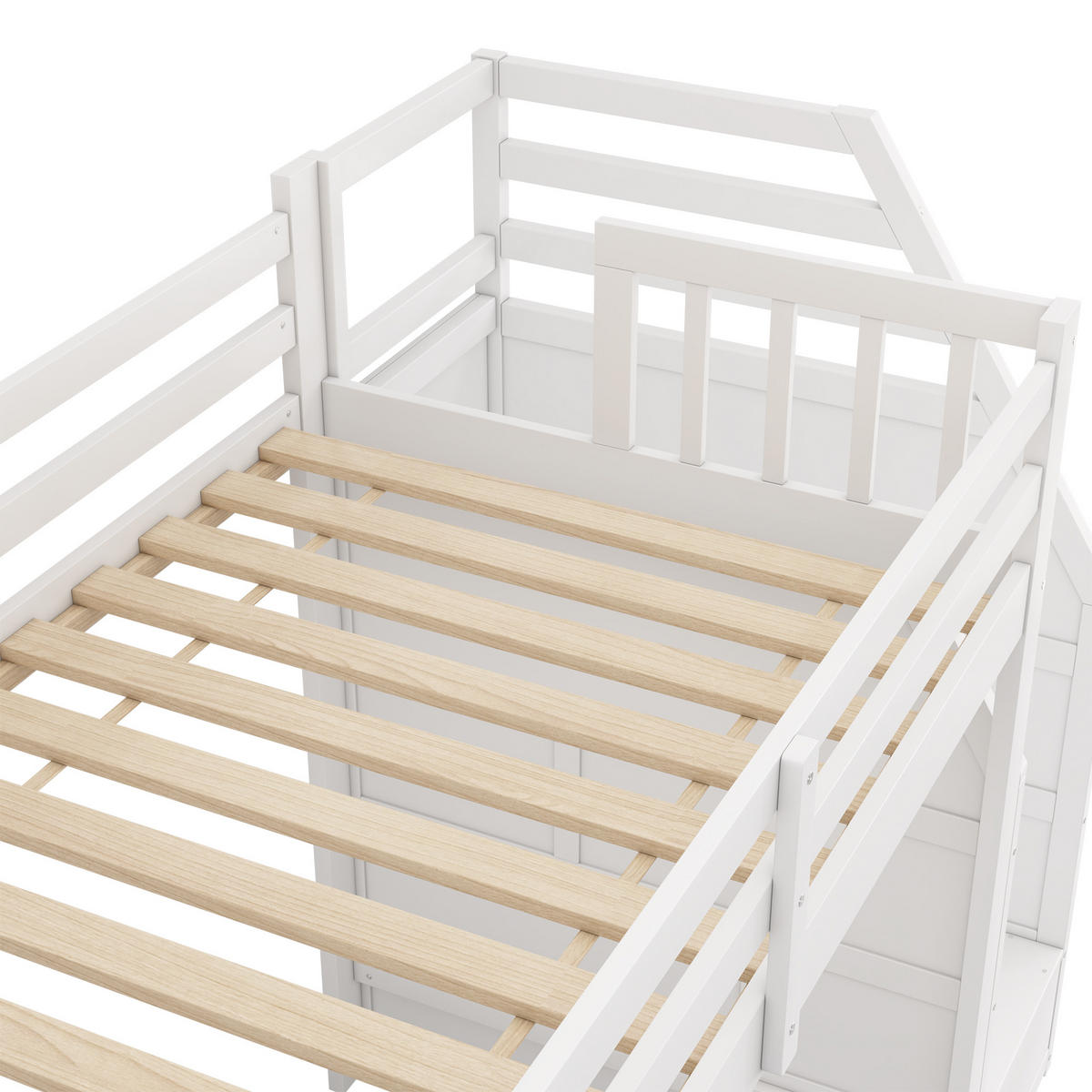 HOCHBETT 90x200cm mit Rutsche in weiß - Weiß, Holz (90/200cm) - KOMHTOM