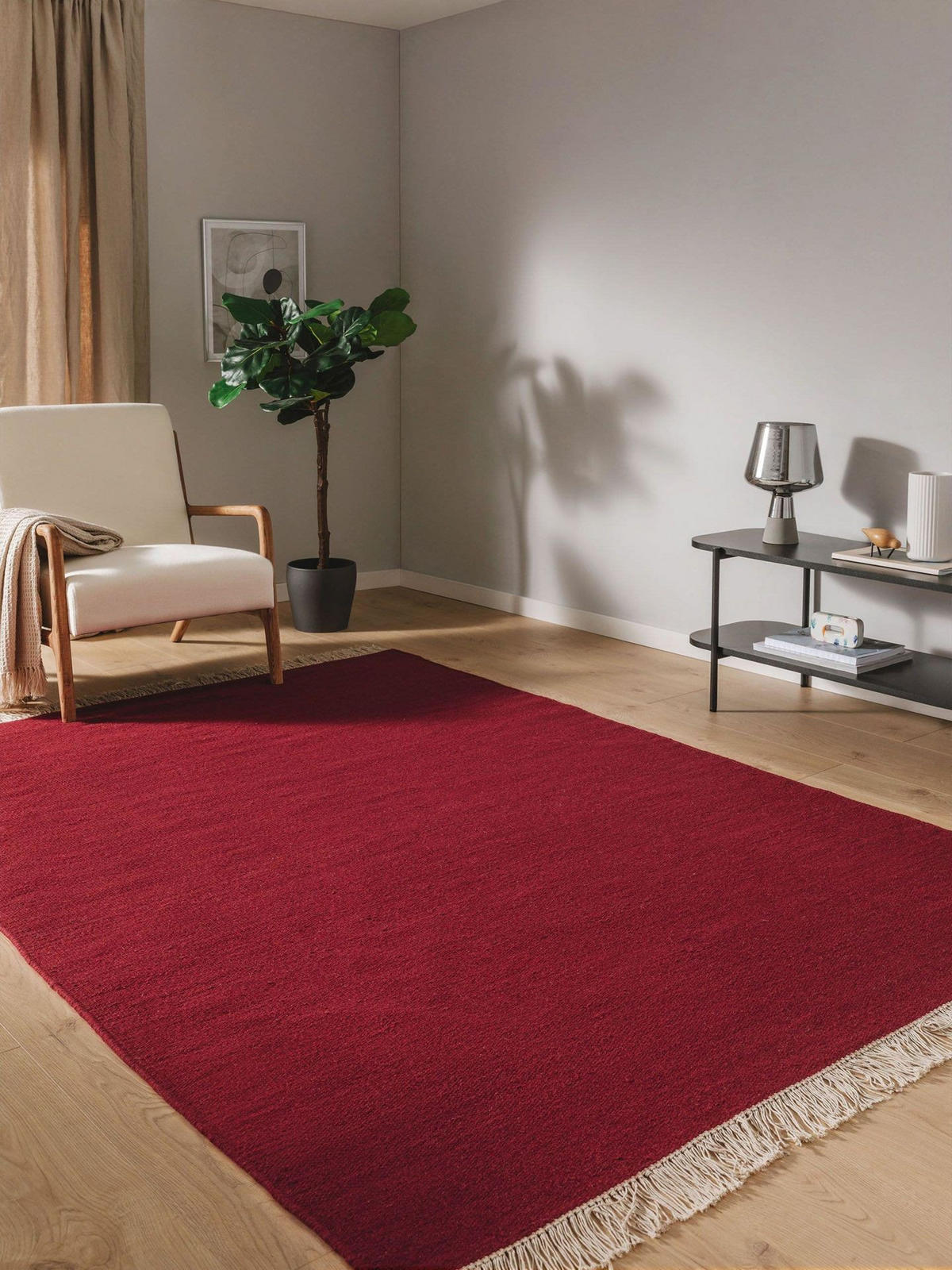WOLLTEPPICH Liv Dunkelrot 120x170 cm - Rot, Textil (120/1cm) - KUNSTLOFT