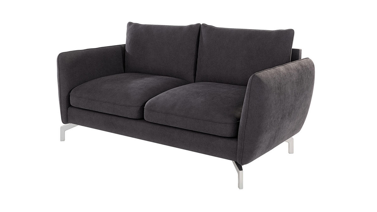 2-SITZER-SOFA Elou Graphit Microfaser - Chromfarben/Graphitfarben, Holz/Textil (172/87/92cm) - S-Style Möbel