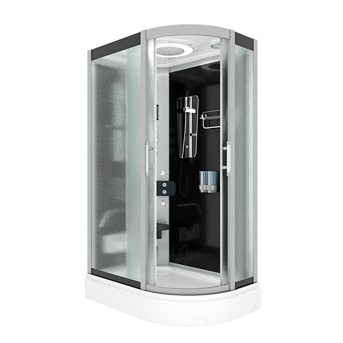 DUSCHE DampfduscheD60-73M3R-EC sw 80x120 - Schwarz, Glas/Kunststoff (80/120/215cm) - AcquaVapore by Sandra Jentho