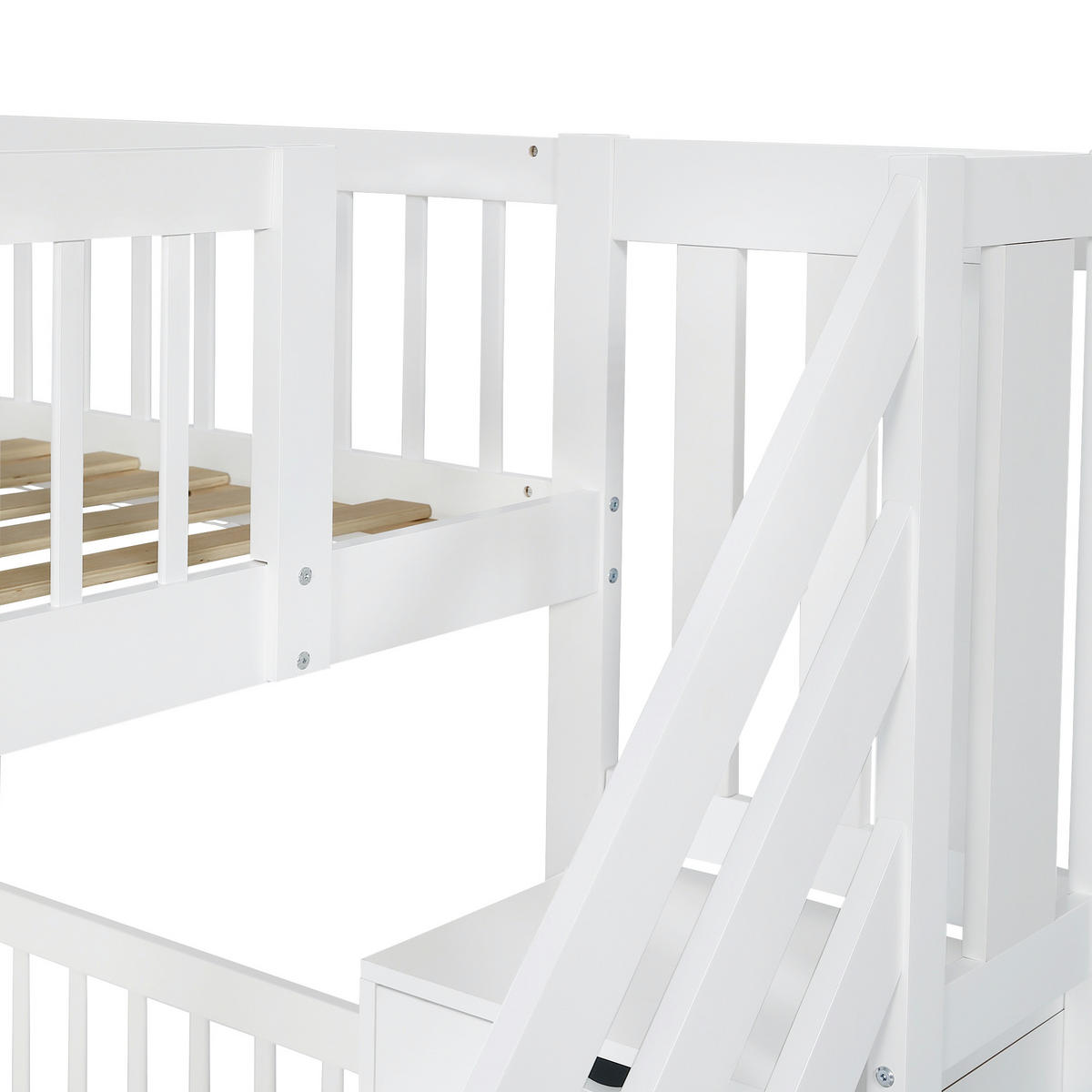 ETAGENBETT mit Rollbett Weiß - Weiß, Holz (90/200cm) - ComfortXL