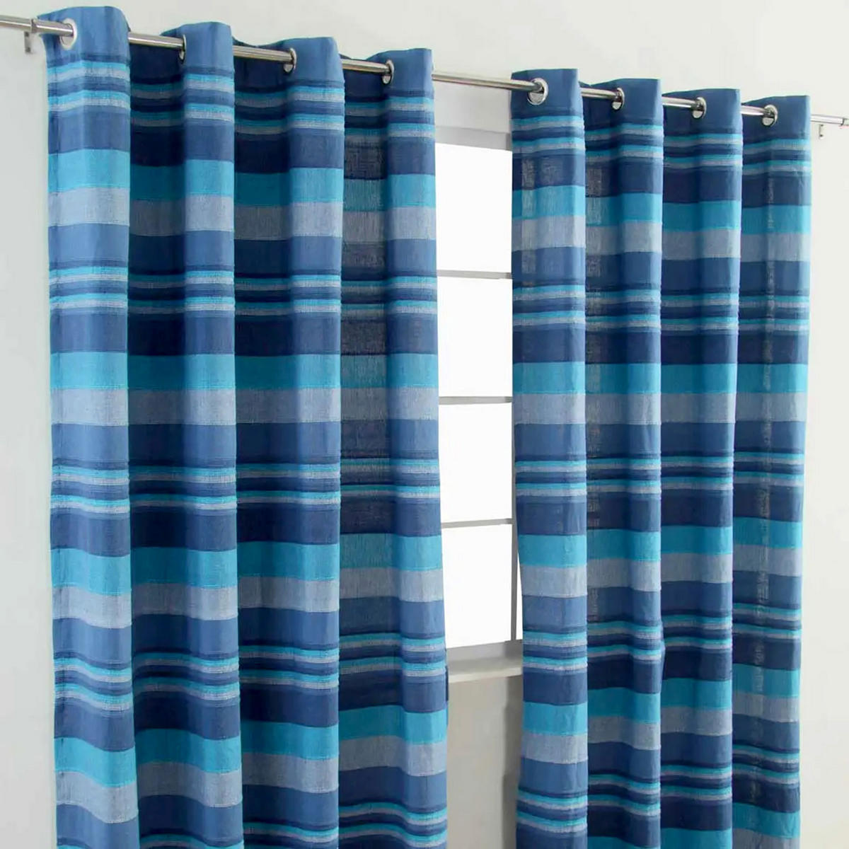 ÖSENVORHANG Morocco blickdicht 2er-Set, 137/137 cm - Blau, Textil (137/137cm) - Homescapes