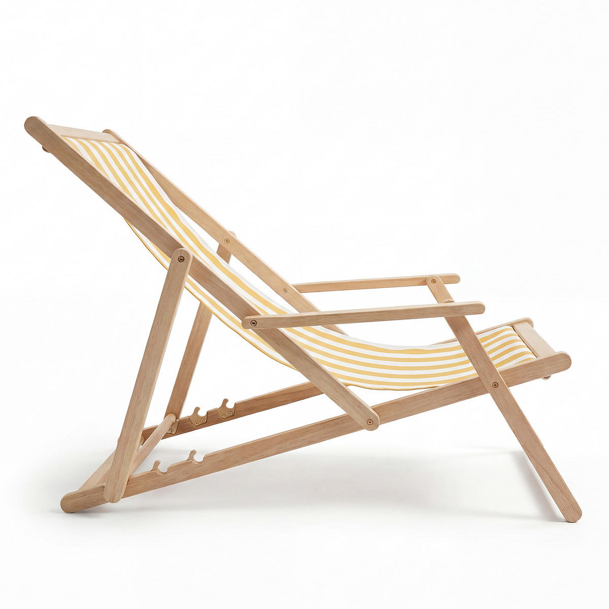 LIEGESTUHL - Akazie massiv / Webstoff - Gelb, Holz/Textil (63/88/102cm) - home24