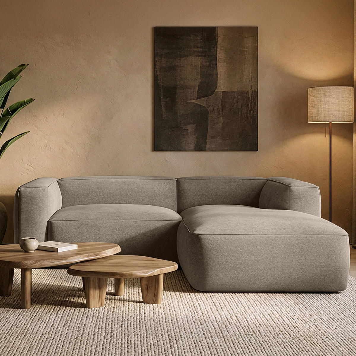 ECKSOFA RECHTS FUBBO, Beige - Beige, Holz/Holzwerkstoff (225/176cm) - KONSIMO®