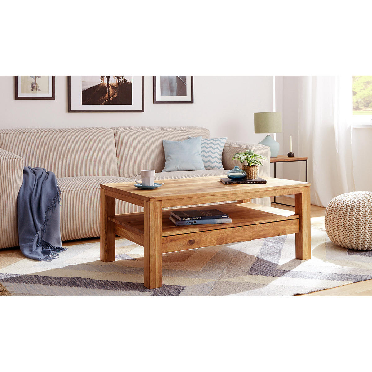 COUCHTISCH - Massivholz - Eichefarben, Holz (70/110/47cm) - home24