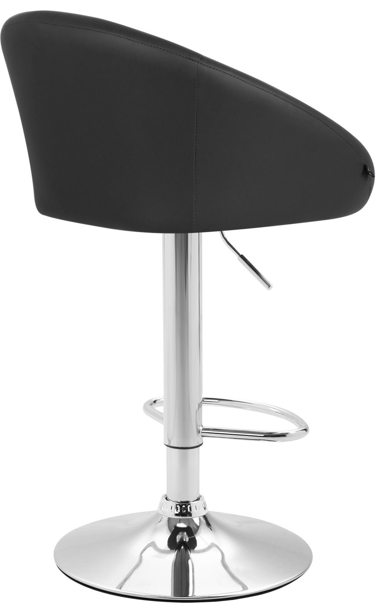 BARHOCKER Lederlook schwarz - Chromfarben/Schwarz, Textil/Metall (55/86/51cm) - CLP