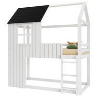 HOCHBETT 90/200 cm in Weiß & Schwarz mit 3-Stufen-Treppe und Rundumschutz - Weiß, Holz/Holzwerkstoff (90/200cm) - WISHDOR