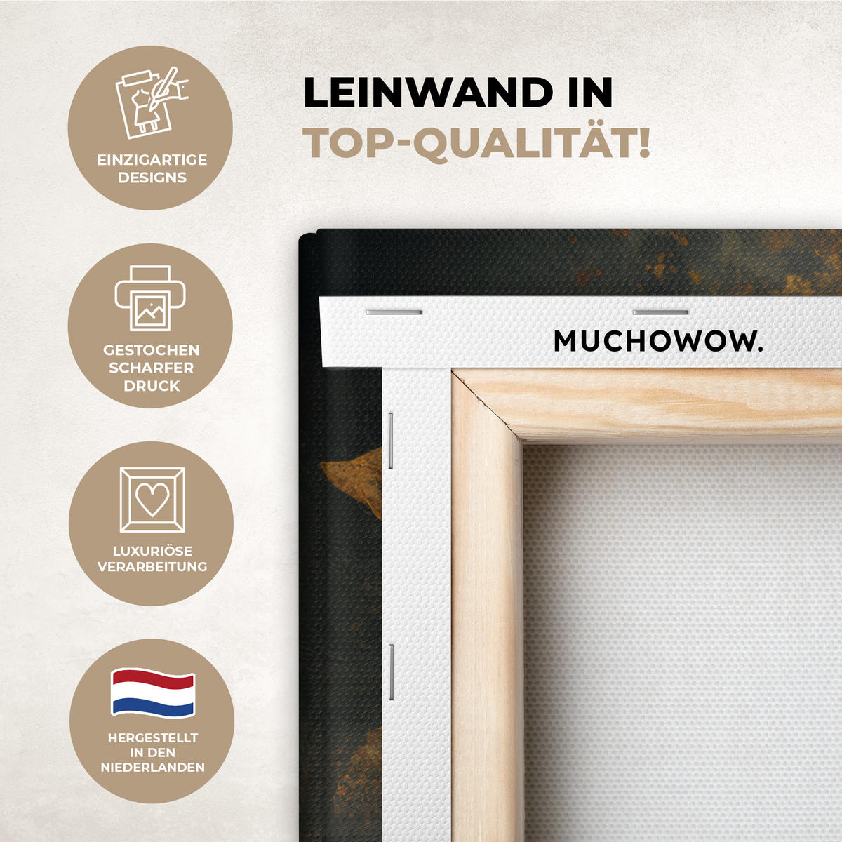 LEINWANDBILD Golden Leaf Komposition - Botanical Luxury Room Decor 30x40 cm - Goldfarben/Schwarz, Textil (30/40cm) - MuchoWow