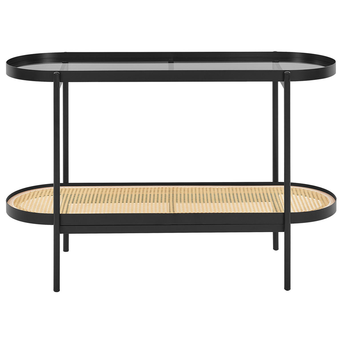 KONSOLENTISCH Schwarz/Heller Holzfarbton Reno - Hellbraun/Schwarz, Metall (42/120/76cm) - Beliani