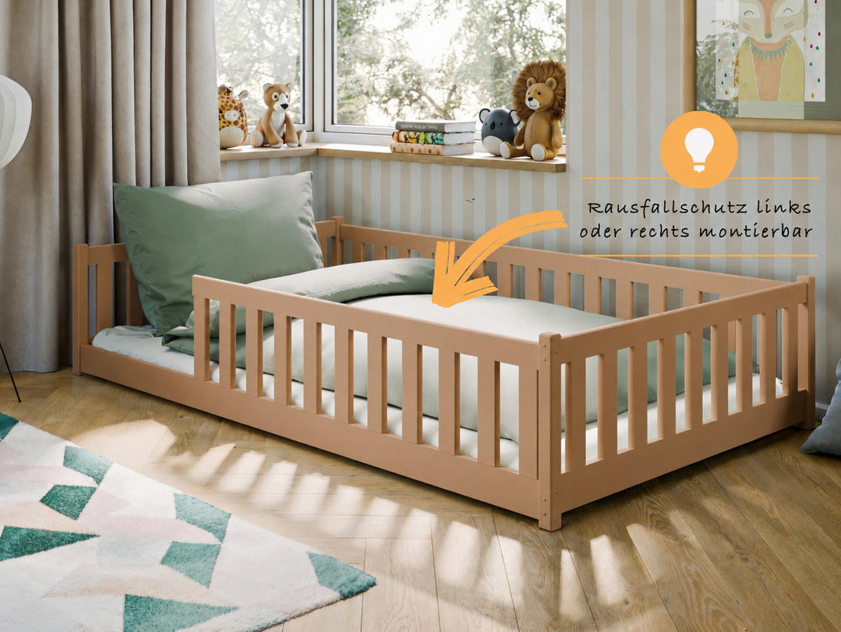 BODENBETT 120x200 cm in Zimt - Braun, Holz (120/200cm) - Kids Collective
