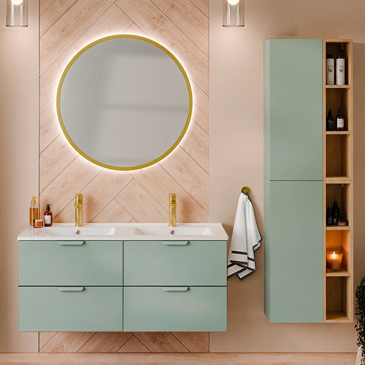 DONJI ELEMENT ZA UMIVAONIK 120cm Oria Zeleni - zelena, drvni materijal (120/50/45.5cm) - Petits-meubles