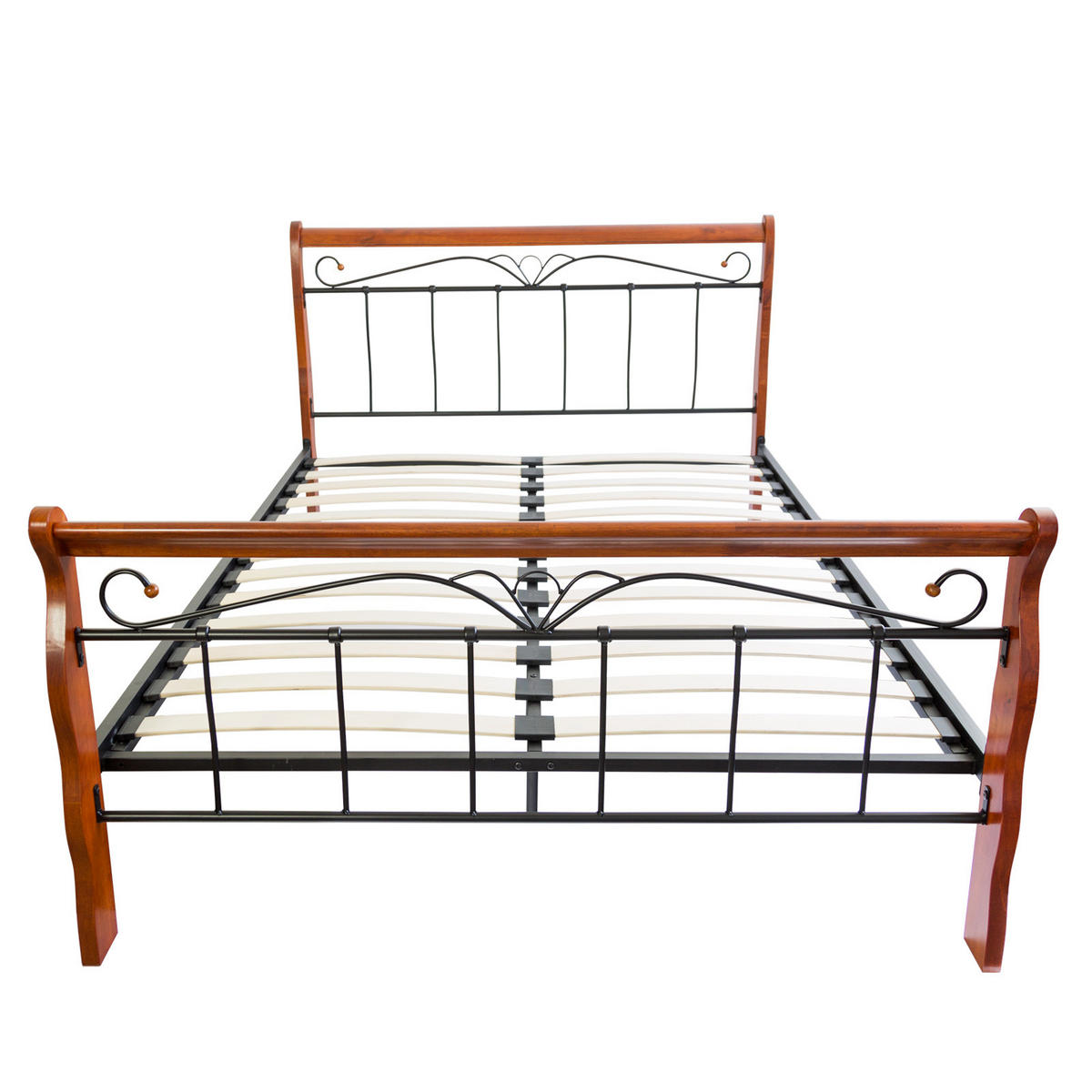 METALLBETT 160/200 cm in Schwarz mit Lattenrost - Schwarz, Metall - Homestyle4u