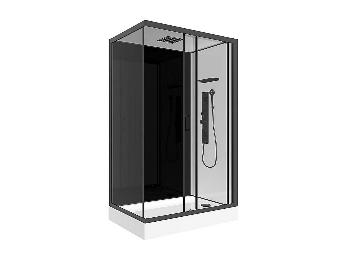 DUSCHKABINE - 110 cm x 80 cm - glas - schwarz, weiß Fomira - Schwarz/Weiß, Glas (80/110/211cm) - Vente-Unique