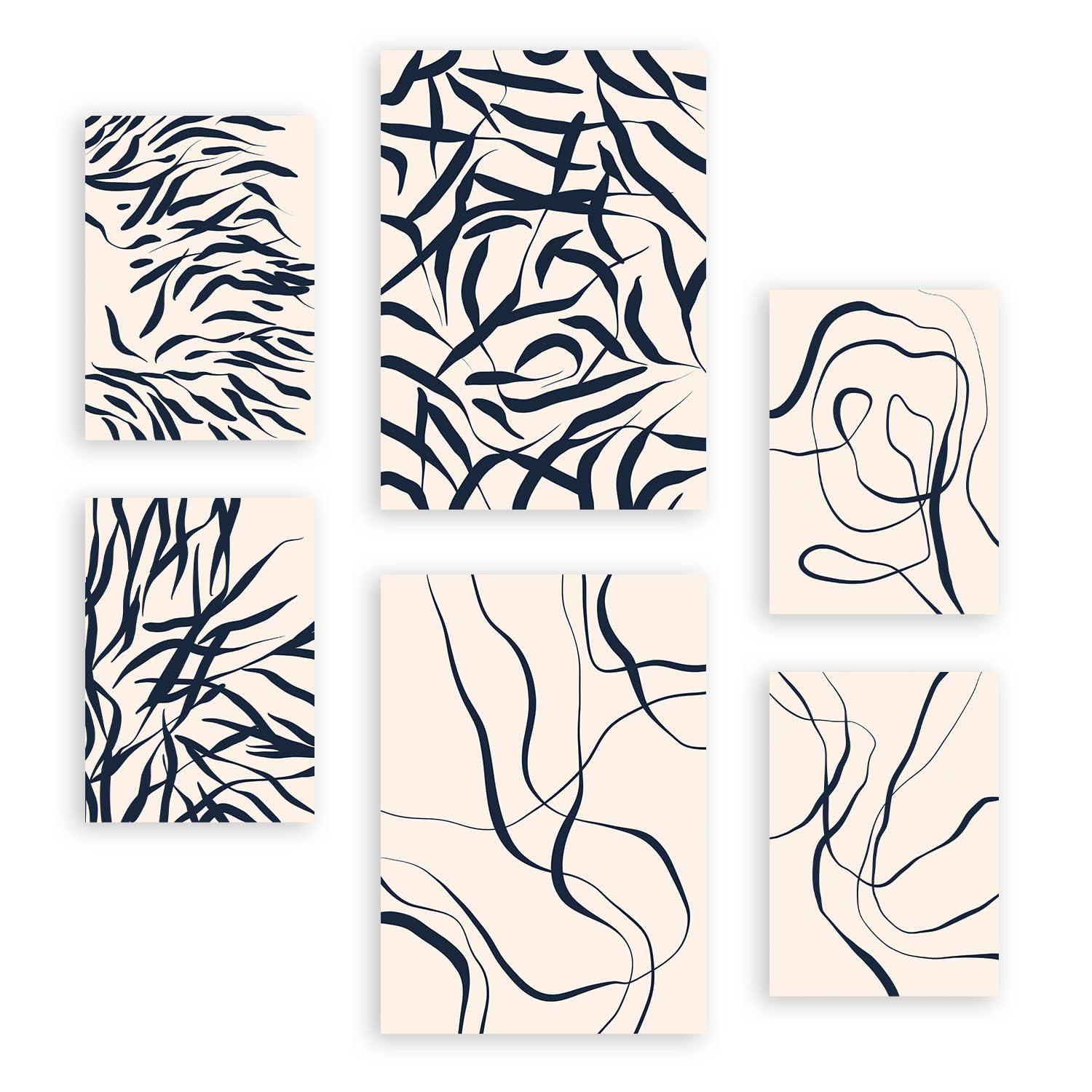 POSTER Set Mit 6 Formabstrakte Ästhetische Dekobilder Für Ihr Wohnzimmer, Schlafzimmer Oder Zuhause A3 & A4 Rahmenlos - Klar, Papier (29/3cm) - Nacnic