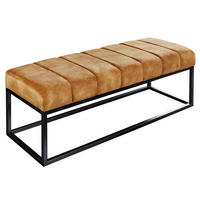 SITZBANK PETIT BEAUTÉ Samt Senfgelb 110 cm - Gelb/Schwarz, Textil/Metall (108/40/40cm) - riess-ambiente
