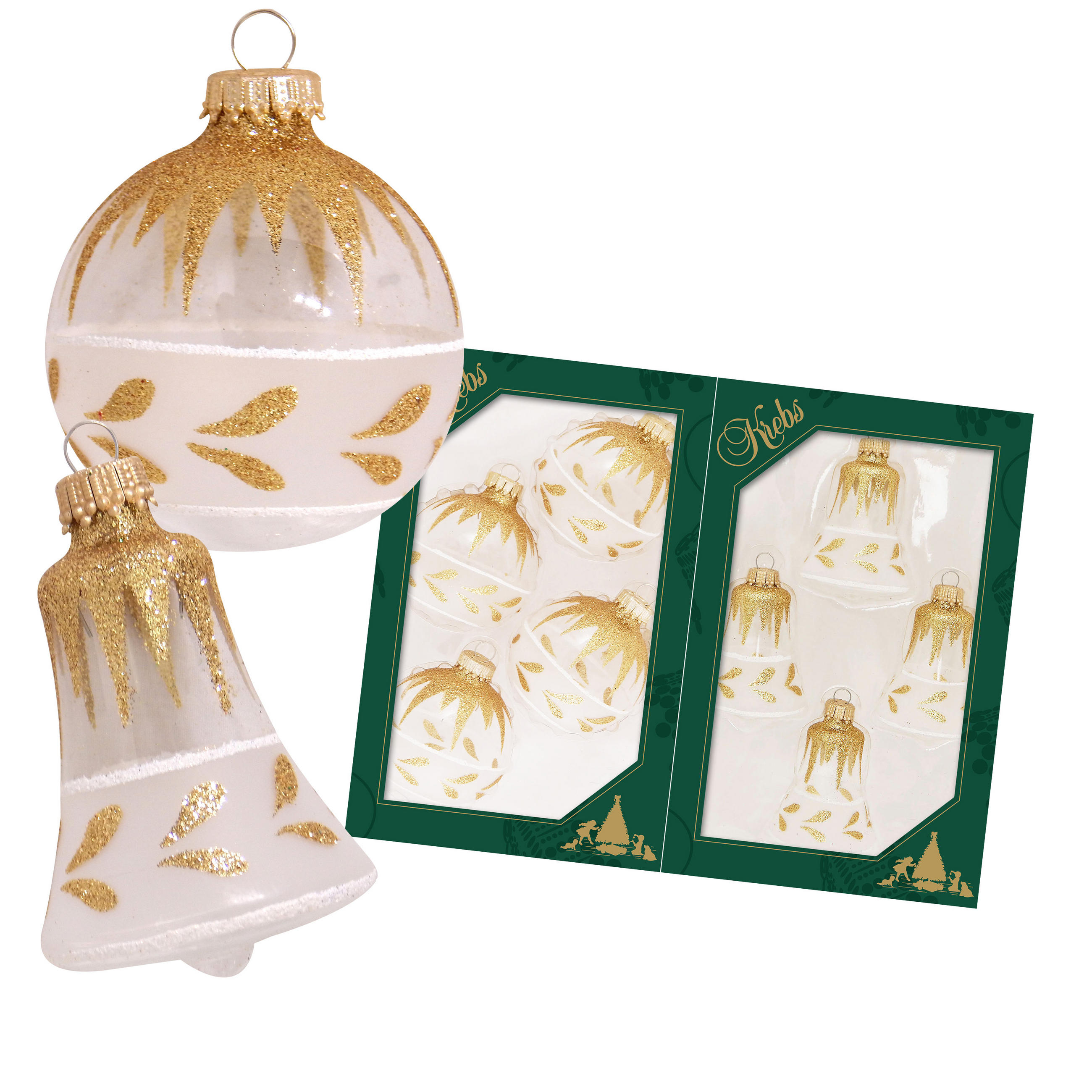Krebs Glas Lauscha Christbaumkugeln Gold 7x7x7 cm