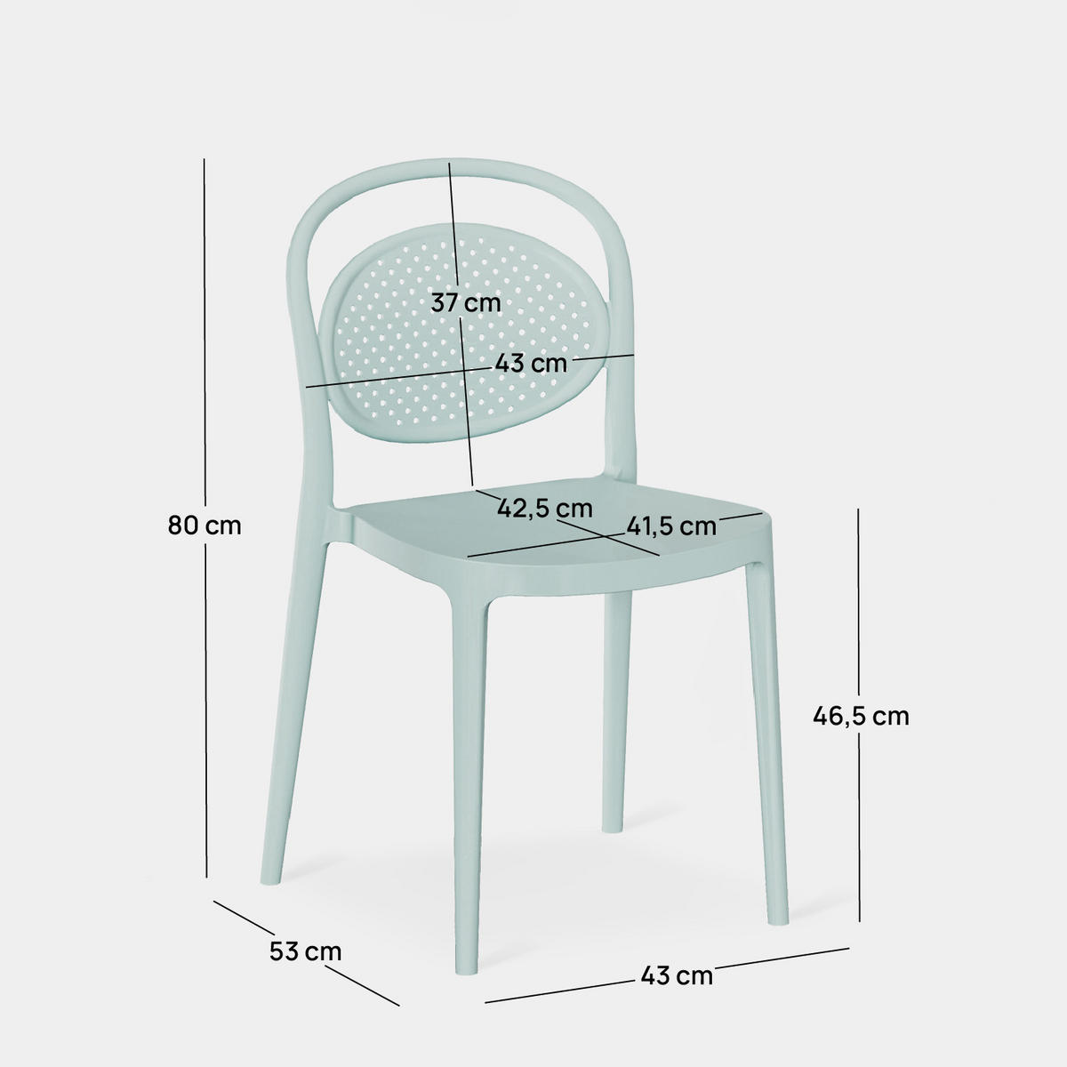 GARTENSTUHL Kira Grün 43 cm x 80 cm 4er-Set - Grün, Kunststoff (43/80/53cm) - Klast Home