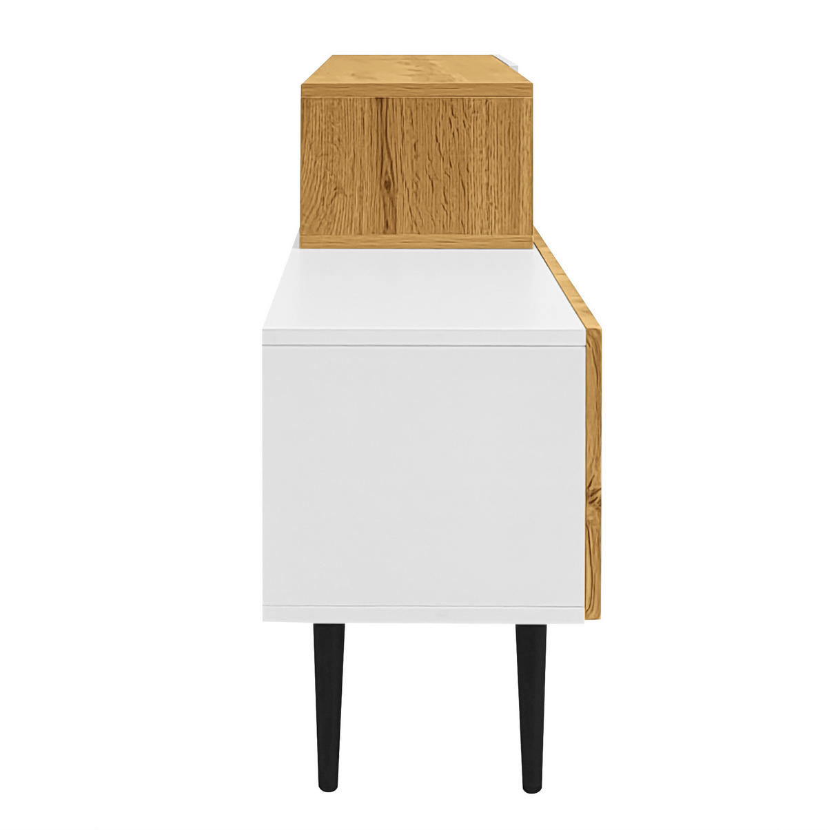 NÍZKÁ komoda, 120+120/30/63,5 cm, MDF a dřevotříska bílá/dekor dřeva, modulární - přírodní, kompozitní dřevo (220/63.5/30cm) - BEAOK