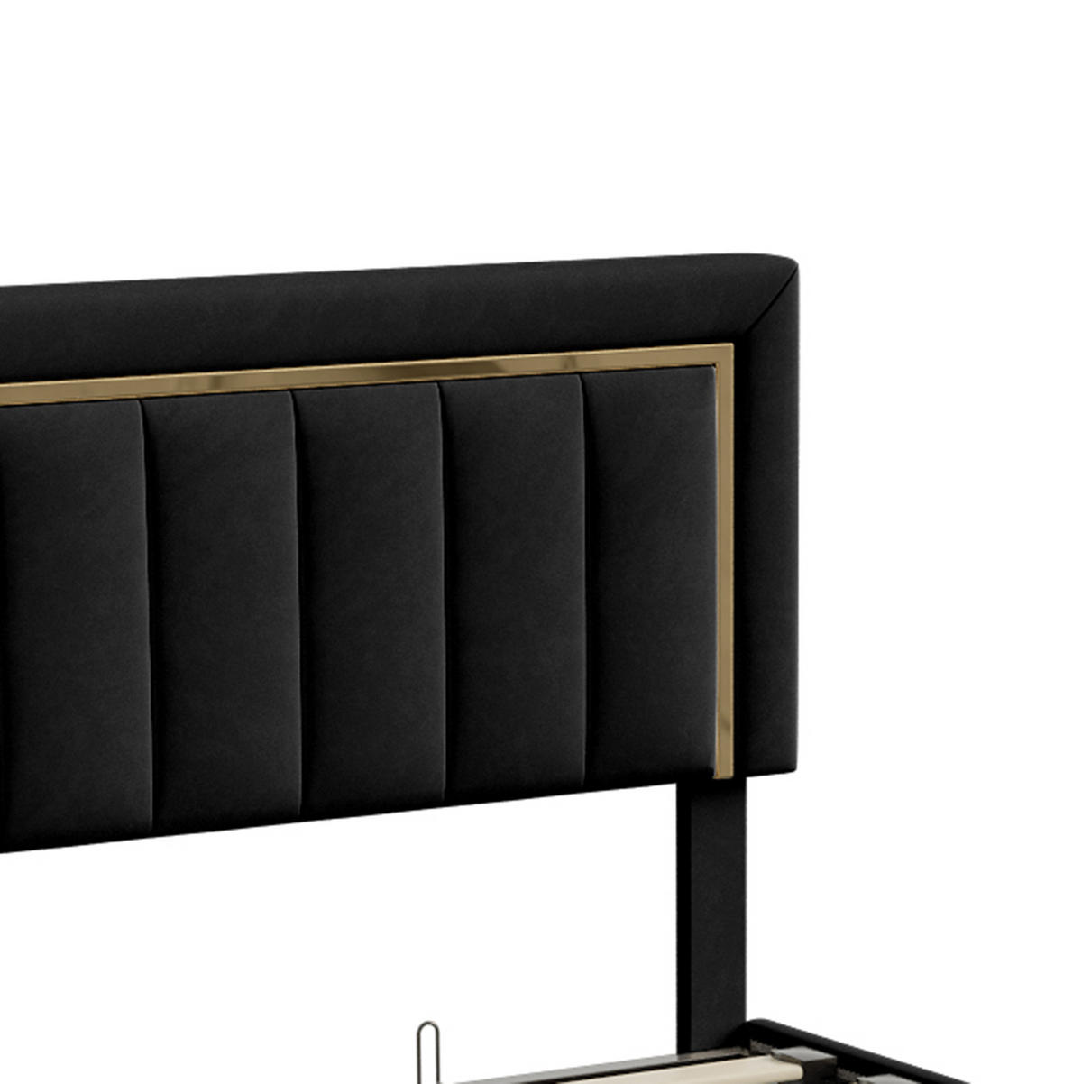 POLSTERBETT Eleganz 160/200 cm mit Bettkasten & Edelstahlrahmen Samtoptik Schwarz - Schwarz, Textil (160/200cm) - Creahappy