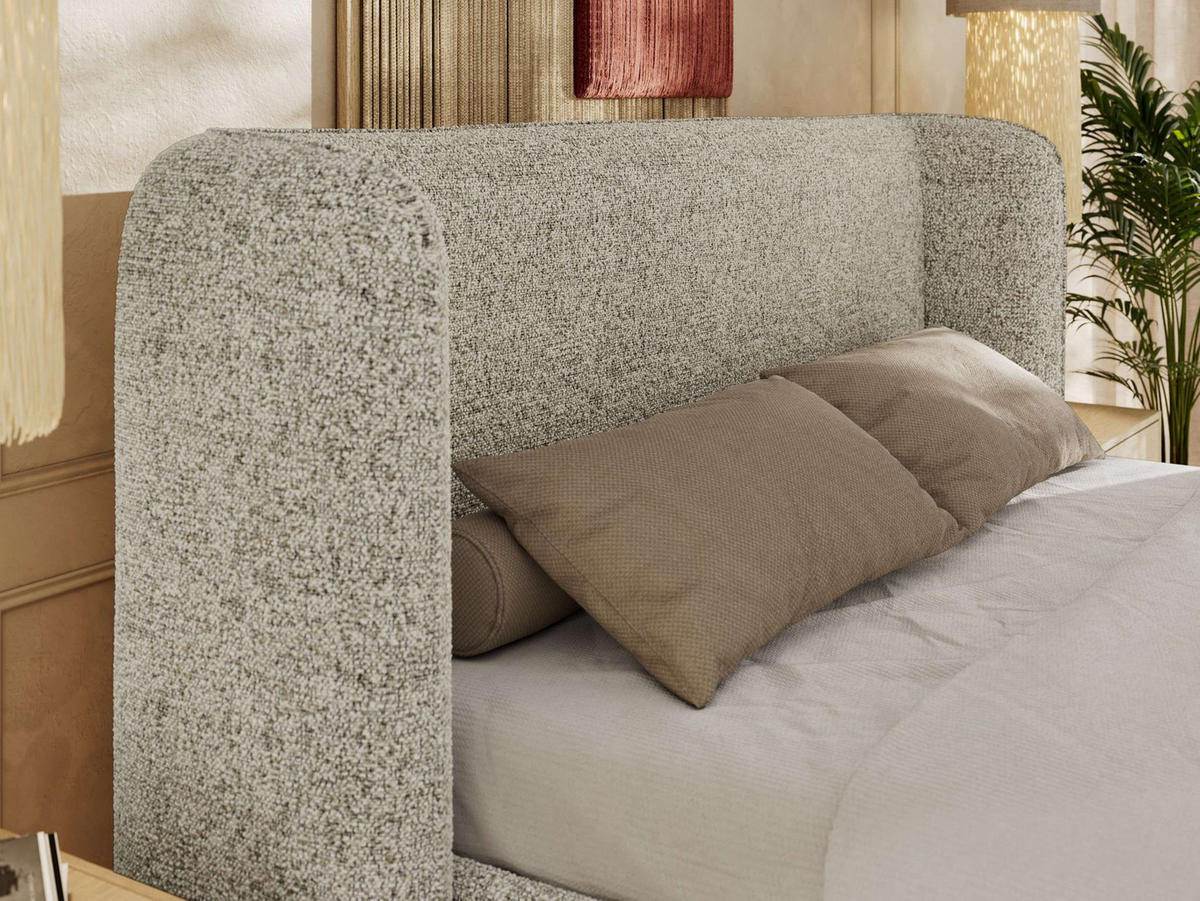 POLSTERBETT EMORA CLASSIC 200/200 - Beige Strukture - Pocket-Matratze - Beige, Textil (200/200cm) - MKS