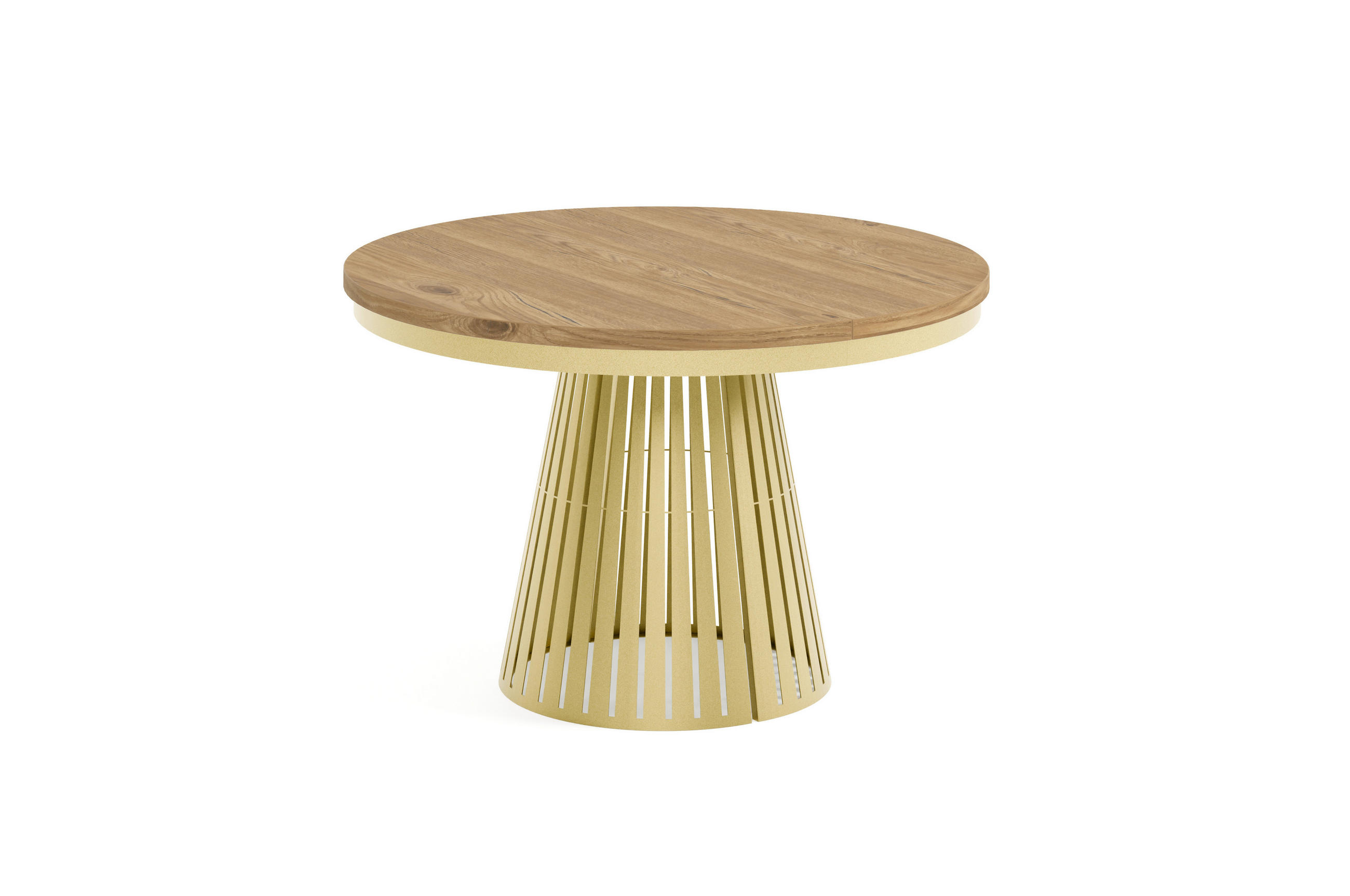 ESSTISCH Cone Bis - Eichefarben/Goldfarben, Holzwerkstoff/Metall (120/120/76cm) - Meblini