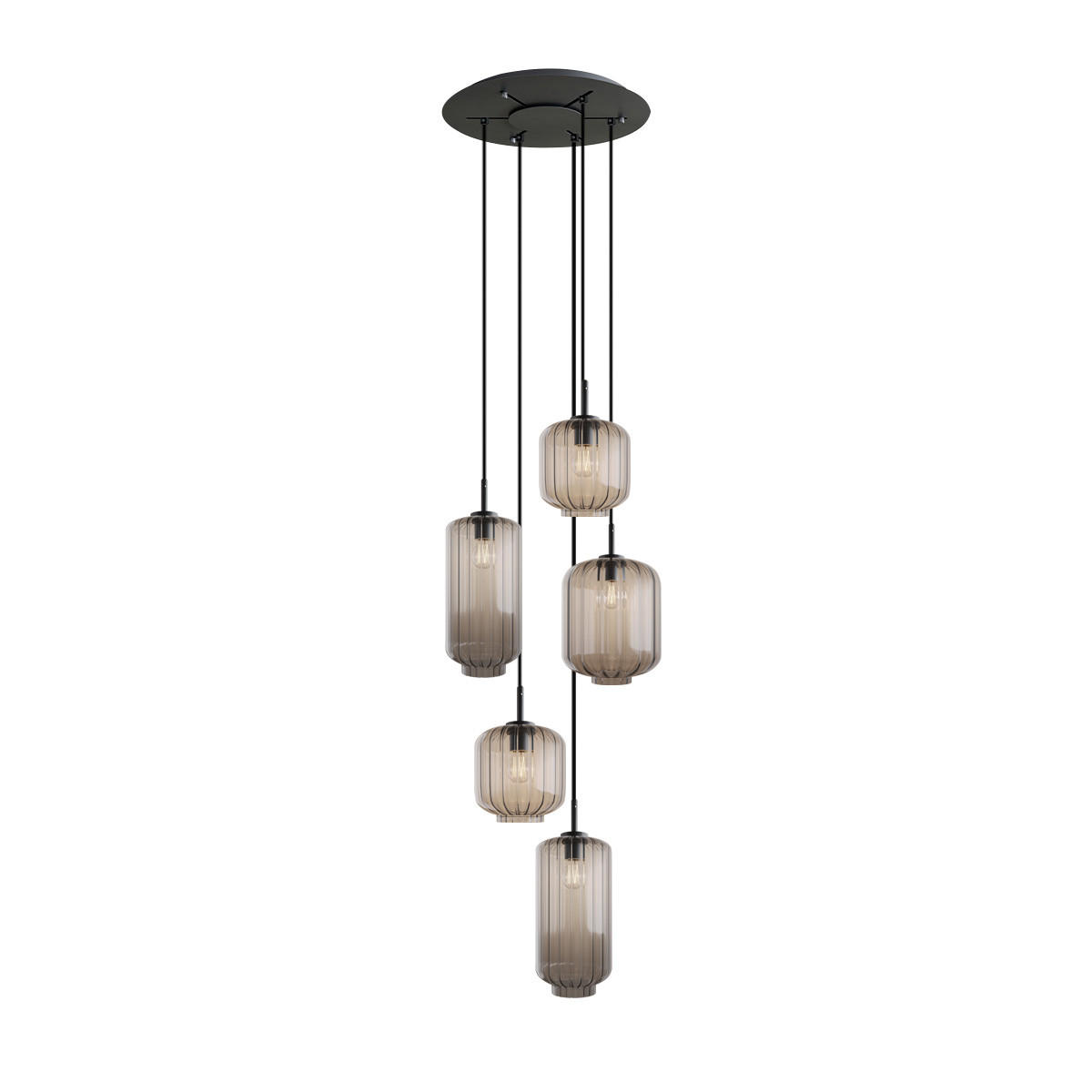 GALERIELEUCHTE Velo 5-flammig Klar Ø 18/20/25cm - Klar/Schwarz, Glas (25/25/27cm) - s.luce